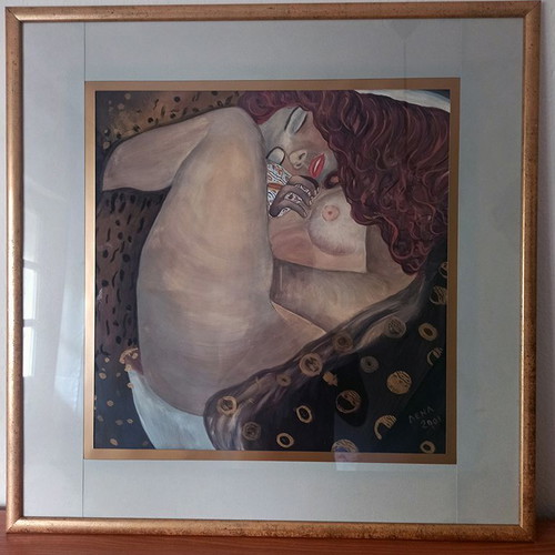 Danae Gustav Klimt painting copy new on canvas with frame