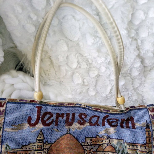 Vintage tapestry shoulder bag like new, Jerusalem souvenir