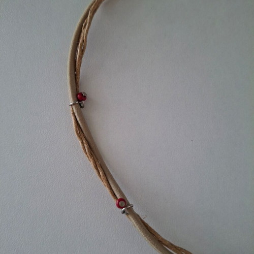 Handmade women's necklace new, beige and red