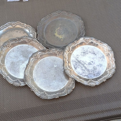Old silver-plated coasters, set of 5