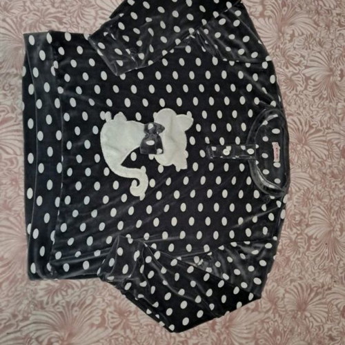 Velvet pajama top used, size S, white and gray