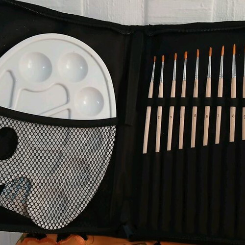 Set of paintbrushes in case unused