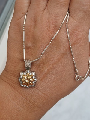 Folli Follie necklace with 925 silver and 585 gold pendant, zirconia