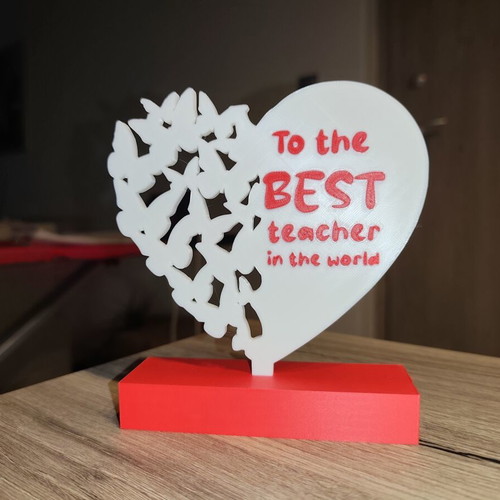 3D Printed Decorative Heart Personalized Gift for Teachers