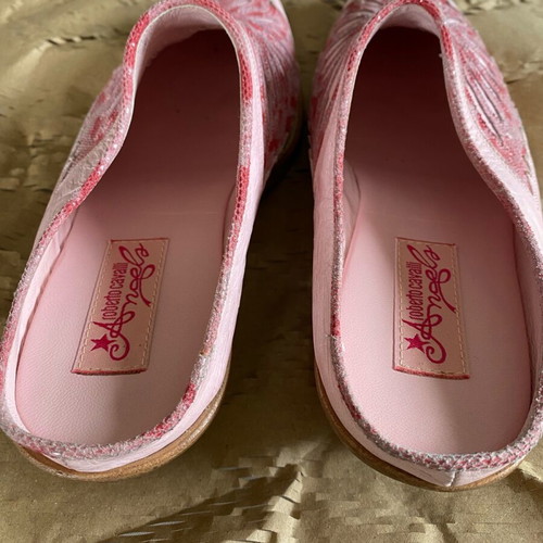 Roberto Cavalli Angels leather mules in pink, like new