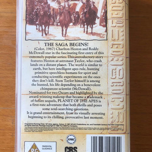 Planet of the Apes VHS used, no Greek subtitles