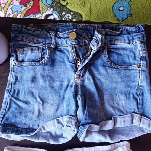 Girls' shorts like new, pack of 3, size 128 cm, pink and multicolor