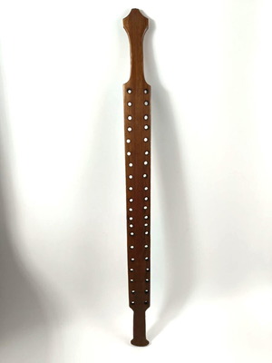 Old traditional wooden weaving tool used, loom tensioning part