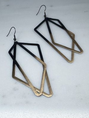 Long earrings black/gold with geometric elements new