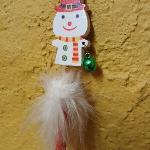 Christmas pencil with wooden snowman, new