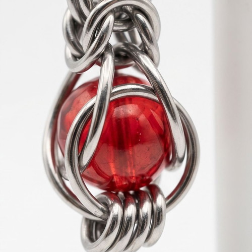 Gothic earrings with red stone, new, stainless steel, hypoallergenic