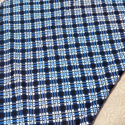 Fabric with geometric pattern like new, blue/white 194x148 cm