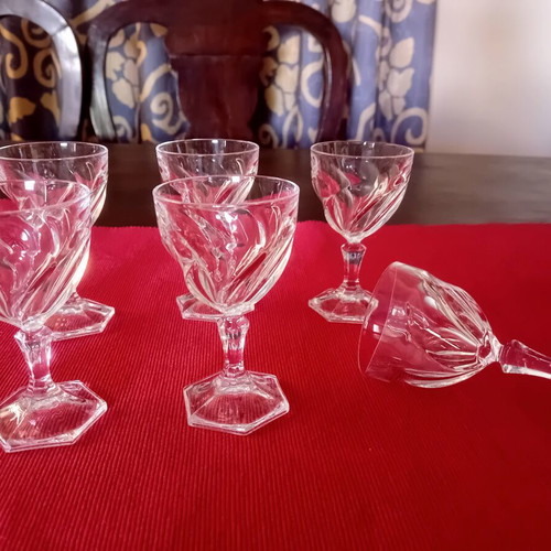 Liqueur Glasses set of six vintage, like new, embossed design