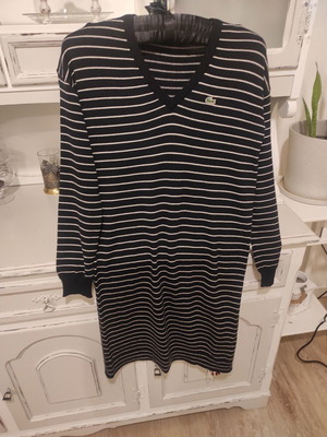 Lacoste wool dress like new, dark blue with white stripe, size S