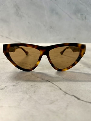 Gucci GG1333S 002 Havana Cat-Eye Sunglasses used, brown lenses