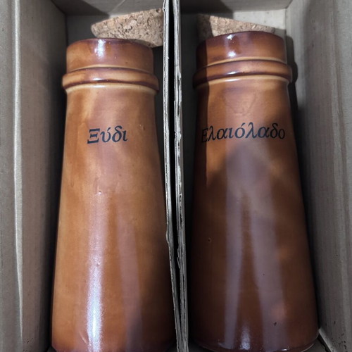 Set of bottles for oil and vinegar new in box