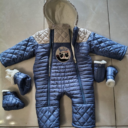 Coppa Kids Baby Winter Overall Set Like New with Gloves and Booties