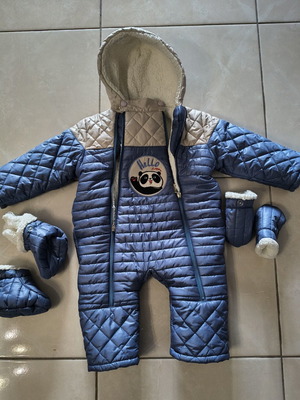 Coppa Kids Baby Winter Overall Set Like New with Gloves and Booties