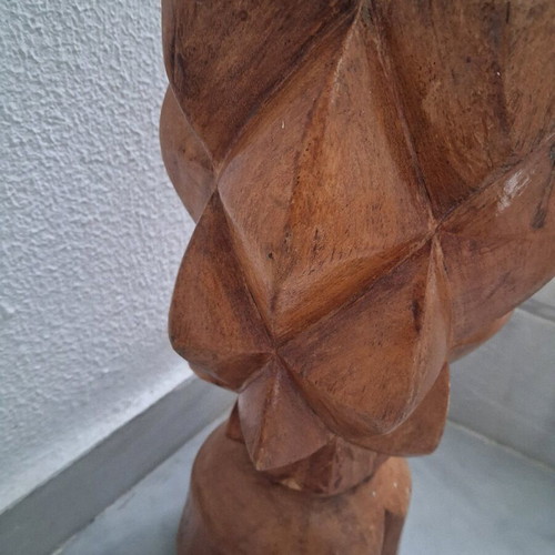 Vintage wooden vase and two wooden figures like new