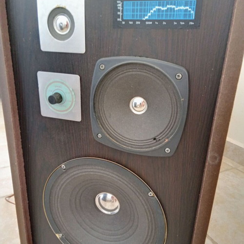 Vintage floor-standing speakers used, 80W, 8 ohms, 3-way with equalizer