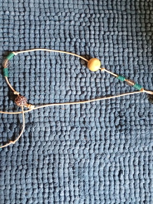 Long Boho Necklace like new, turquoise and beige