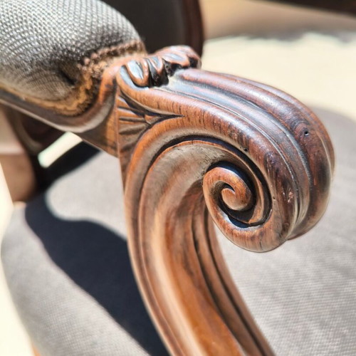 Louis Philippe Style Armchairs Set of 2 Restored Mahogany circa 1940–1960