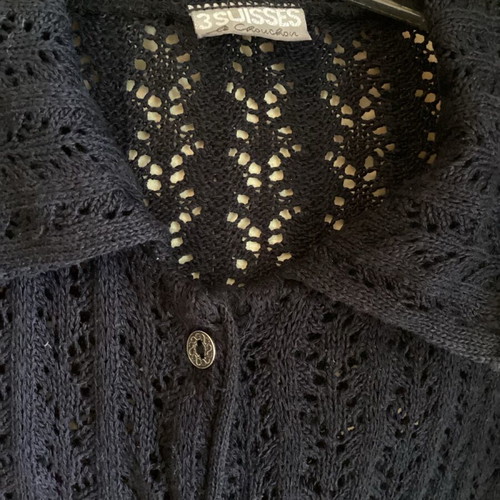 3Suisses dark blue short-sleeve cardigan like new