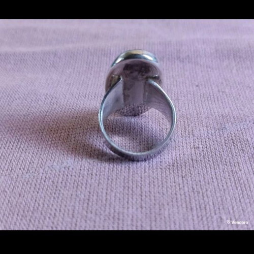 Handmade silver ring size 56 with natural green aventurine stone like new