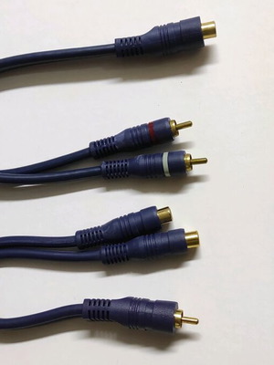 RCA adapters male to 2 female and female to 2 male, pack of 2, 20cm cable