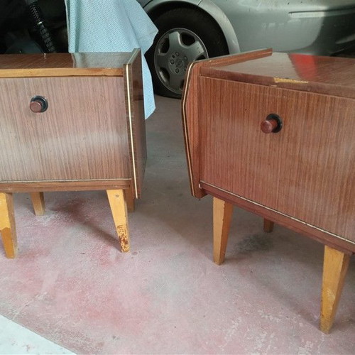 Formica bedside tables used, set of 2 vintage