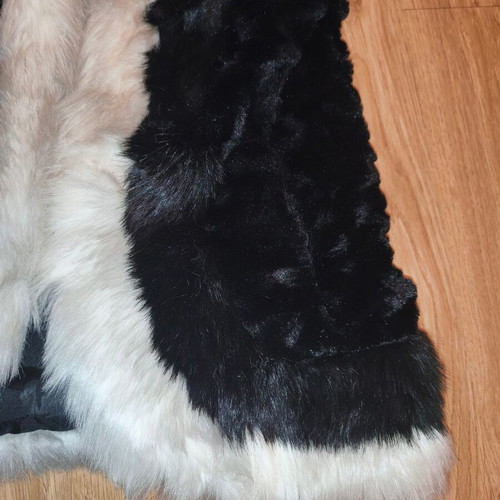 Vira Luxury Hooded Faux Fur Vest used, black and white contrast, size XL