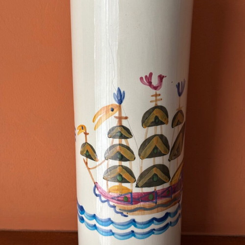 Ceramic vase used with sea theme by artist Tolis