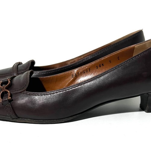 Salvatore Ferragamo mid heels used, brown pumps