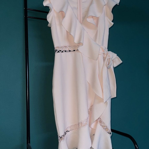 Midi dress pink with ruffles True Decadence new, size M