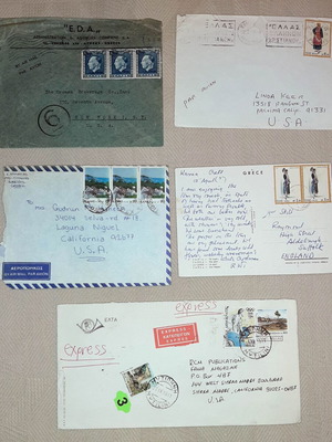 Mail envelopes and Cart Postal used, collection of 5 pieces