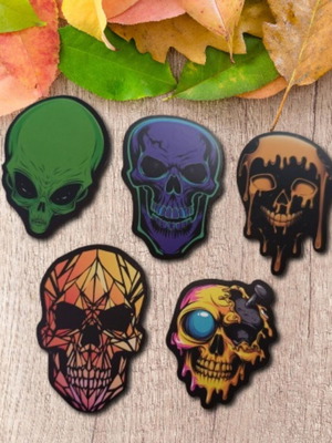Skull stickers used, pack of 5