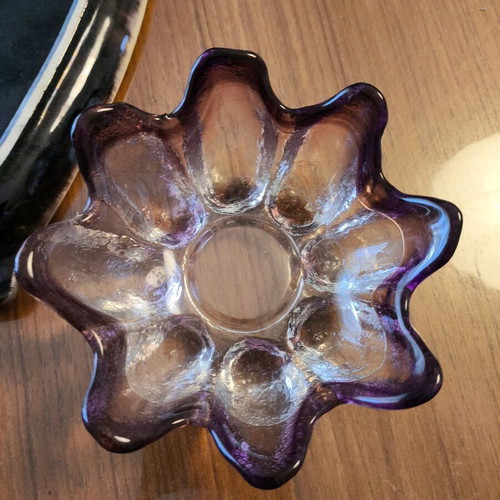 Glass set in purple shades like new, two bowls and platter