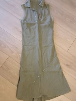 Linen dress like new, slim fit, olive color, size XS 34