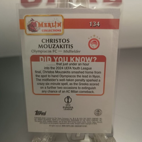 Christos Mouzakitis 2024-25 Topps Merlin Uefa Club Competitions #134 RC new