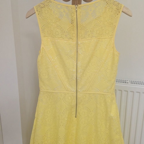 Adrianna Papell Bright Yellow Lace A-Line Dress like new