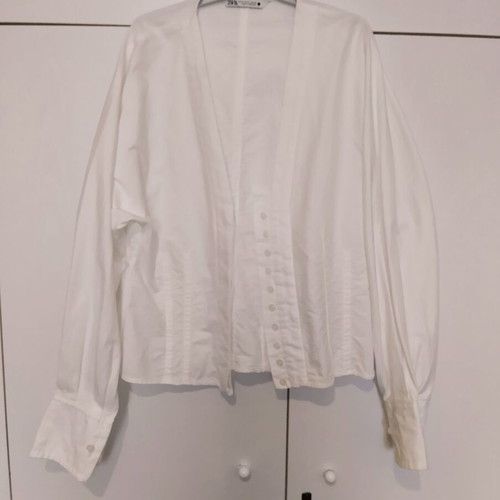 Zara shirt blouse new, cotton, small medium, white