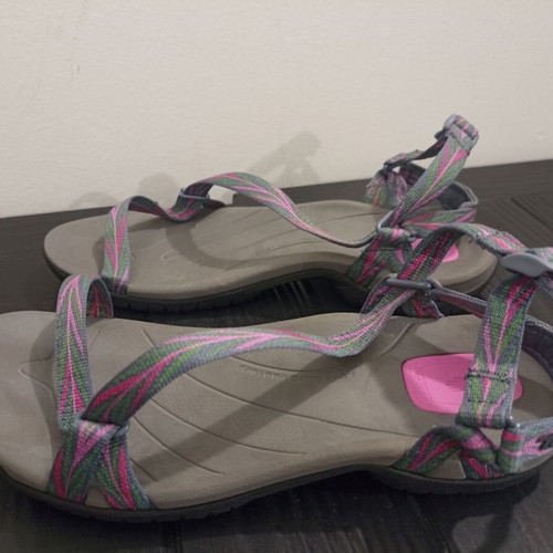 Teva Zirra women's hiking sandals, size 39, grey with pink and green details
