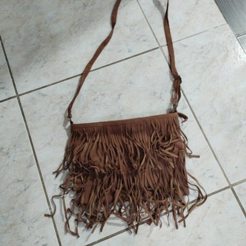 Suede bag with fringes brown new H&M crossbody