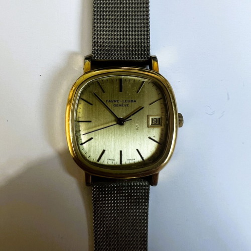 Favre Leuba Geneve wristwatch refurbished, gold and silver