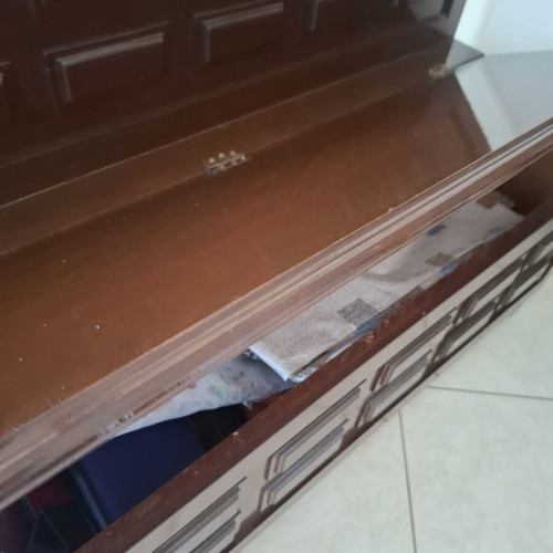 Paulo sofa like new with storage carved wood
