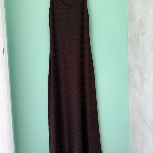 Calzedonia long brown knit dress with subtle shimmer like new, size S