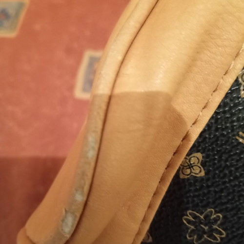 Black handbag with brown monogram pattern, No Name