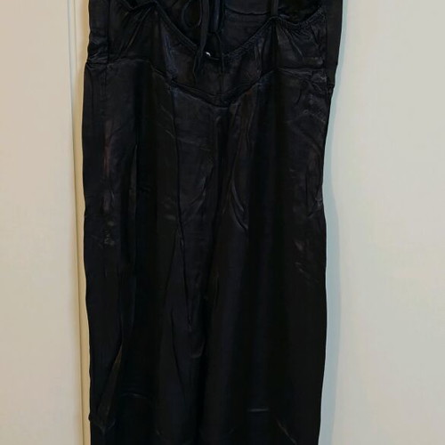 Bershka black satin one-piece jumpsuit new, size M