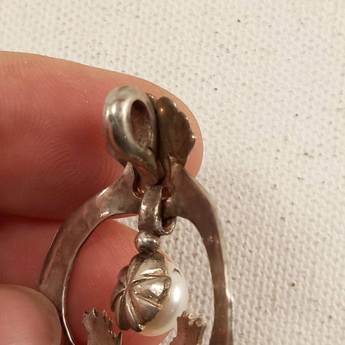 Handmade silver 925 pendant with natural pearl made to order