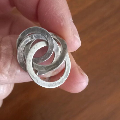 Silver handmade ring with rings